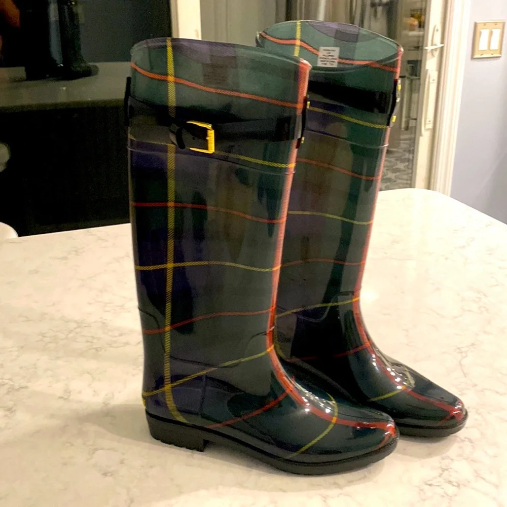 NWOBox Lauren Ralph Lauren plaid rain boots women size 9 - Rosalyn II style.